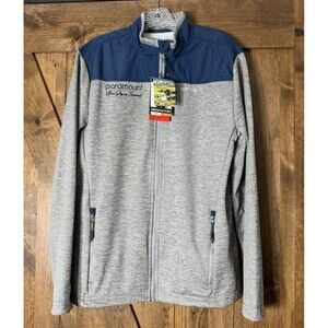 Orvis Men's Bonded Mesh Full Zip Jacket Top Grey Navy Sz M Embroidered Paramount